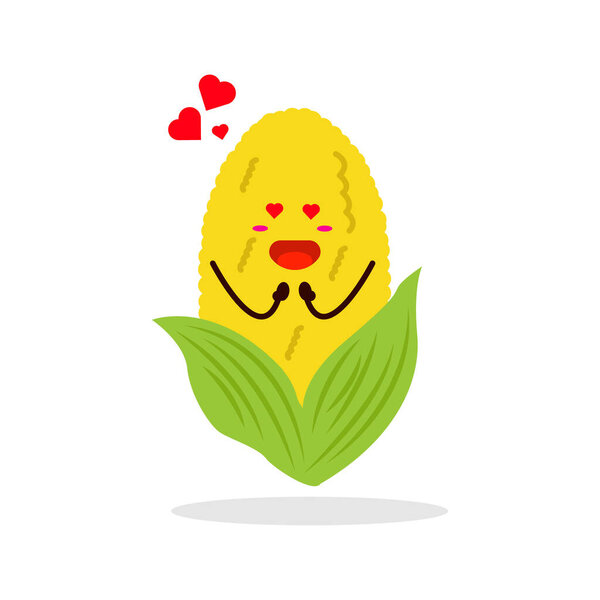 Corn cute character love, this illustration perfect for animation and kids