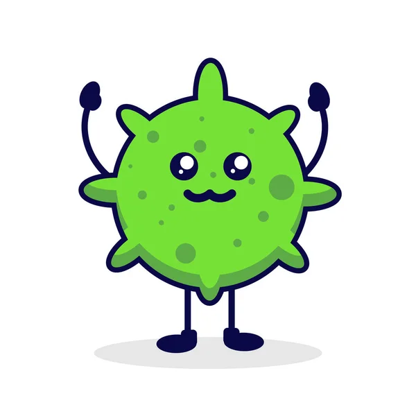 小微笑病毒可爱的性格 说明绿色病毒 — 图库矢量图片