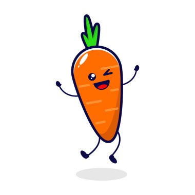 Havuç atlayışı sevimli karakter çizimi