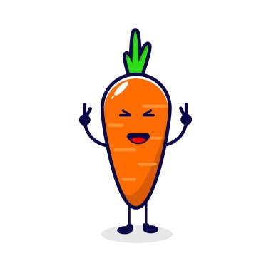 Havuç çok mutlu sevimli karakter çizimi