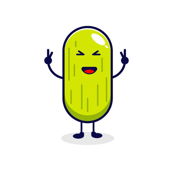 黄瓜非常快乐可爱的人物形象 — 图库矢量图片