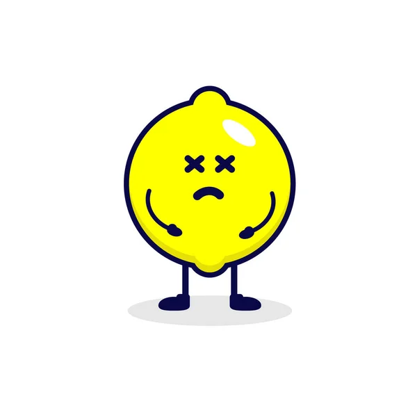Lemon Triste Personagem Bonito Ilustração — Vetor de Stock