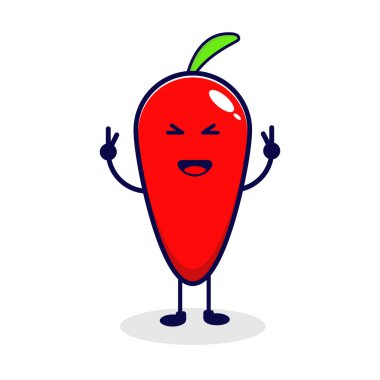 Chili gülümseme sevimli karakter çizimi