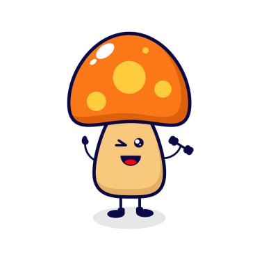 Mantarlar güçlü, sevimli karakter çizimi