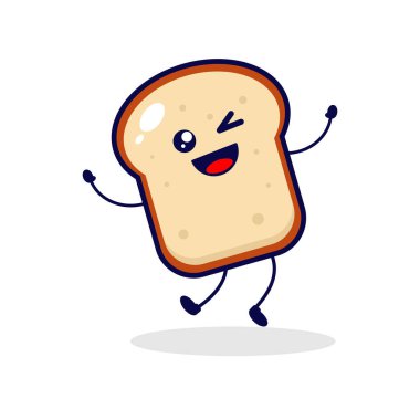 Ekmek sıçrayışı sevimli karakter çizimi