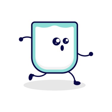 Süt çalıştırma sevimli karakter illüstrasyonu