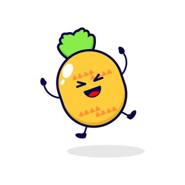 Ananas mutlu sevimli karakter çizimi