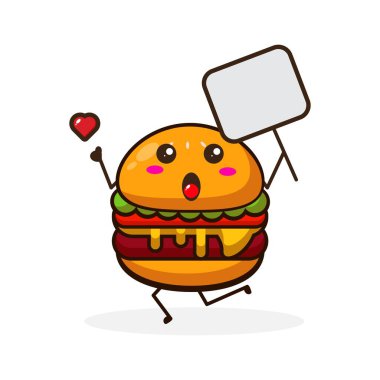 Çizgi roman karakteri resimli hamburger.