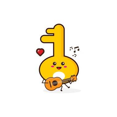 Gitar çal sevimli karakter çizimi