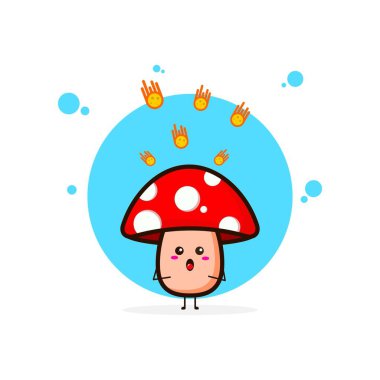 Kırmızı mantarlar meteor yağmuru tatlı karakter çizimleri