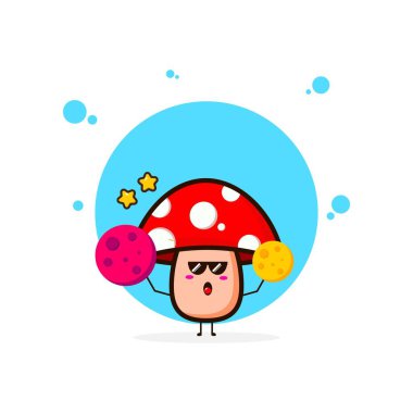 Sevimli karakter çizimi olan kırmızı mantar.