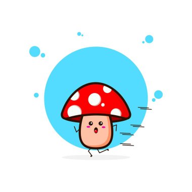 Kırmızı mantarlar sevimli karakter çizimleri yapar