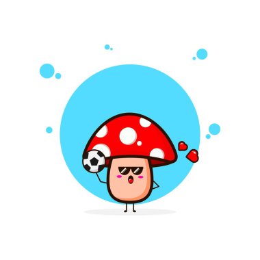 Kırmızı mantarlar sevimli futbol karakteri çizimleri yaparlar.