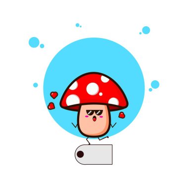 İndirim kartı olan kırmızı mantarlar şirin karakter çizimleri