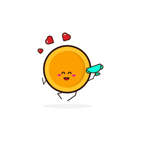 Coin Win Cute Character Illustration — 스톡 벡터