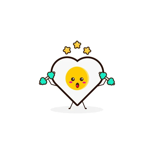 Love Egg Strong Cute Character Illustration — Stock Vector