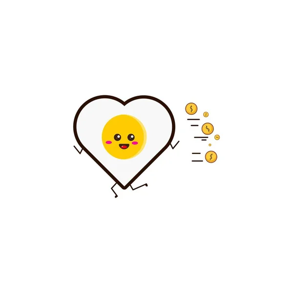 Αγάπη Αυγό Τρέχει Κέρμα Χαριτωμένο Εικονογράφηση Χαρακτήρα — Διανυσματικό Αρχείο