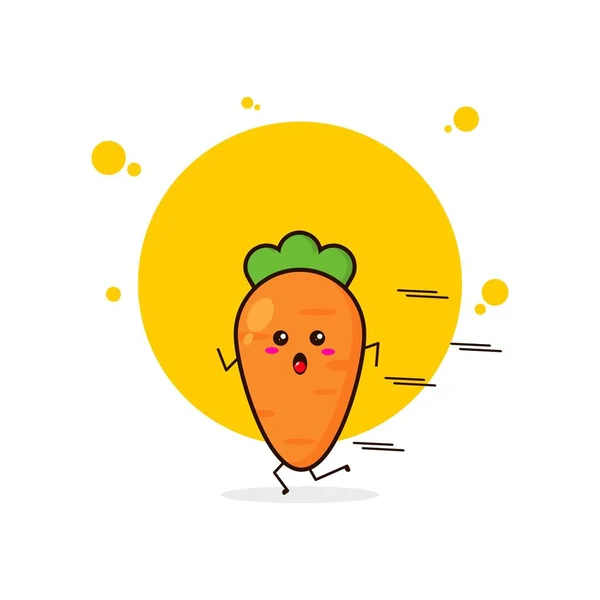 Жовта Морква Біжить Милою Ілюстрацією Персонажа — стоковий вектор
