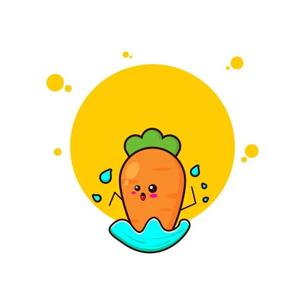 Жовта Морква Плаває Милий Персонаж Ілюстрація — стоковий вектор