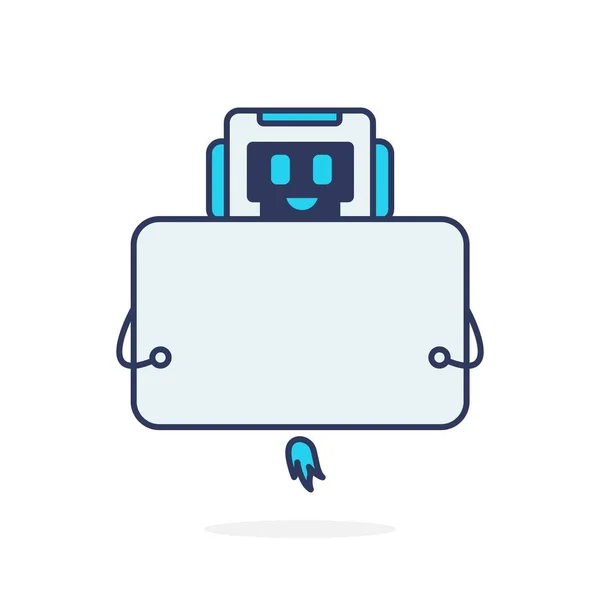 Cute Charakter Robot Prosty Charakter Białą Deską Maskotka Logo Ilustracja — Wektor stockowy