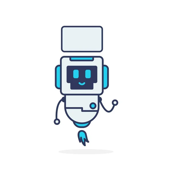 Maskotka Cute Postać Robot Proste Szczęśliwy — Wektor stockowy