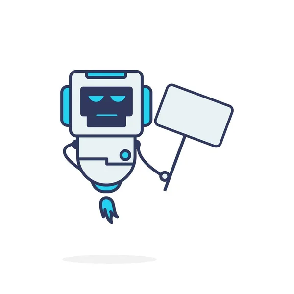 Robot Smutne Słodkie Charakter Maskotka Logo Szczęśliwy Uśmiech Ilustracja — Wektor stockowy