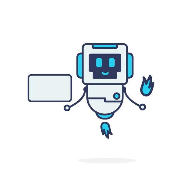 Maskotka Robot Prosty Charakter Biały Deska Ogień Szczęśliwy Uśmiech Ilustracja — Wektor stockowy