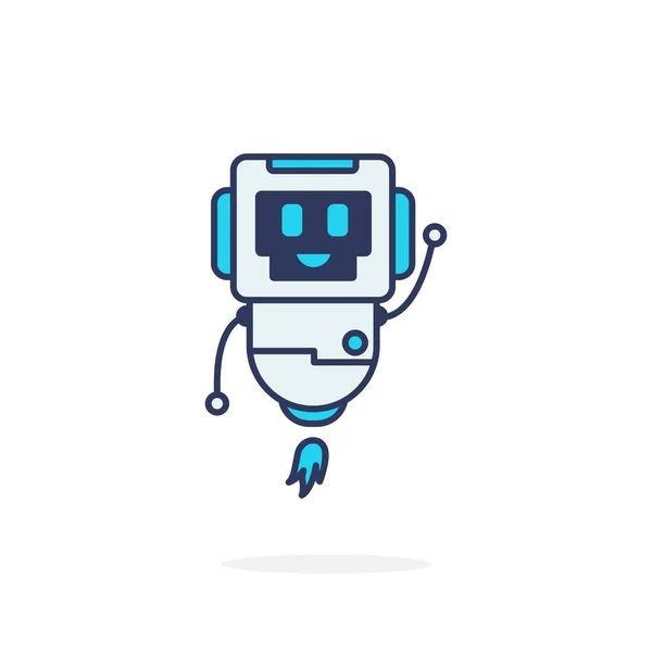 Robot Pose Mignonne Sourire Heureux Personnage Mascotte — Image vectorielle