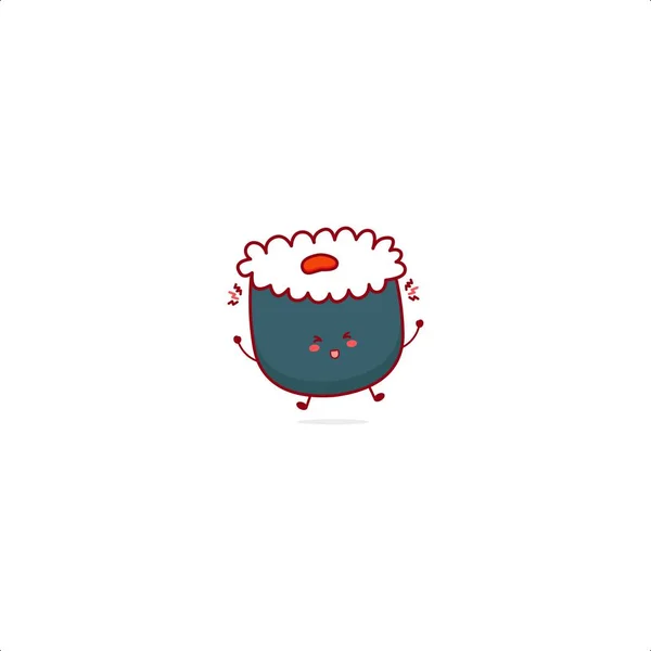 White Sushi Character Illustration Smile Happy Mascot Logo Kids Play — Stock Vector