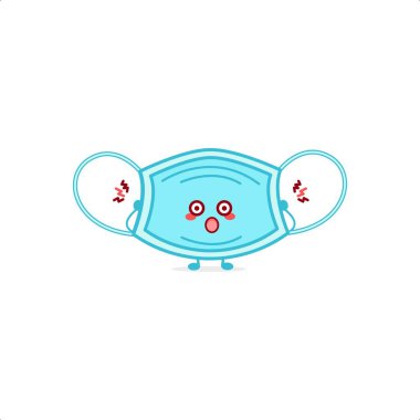 Şirin maske çizimi gülümseme mutlu maskot logosu çocuklar oyuncak şablonu oynuyorlar.