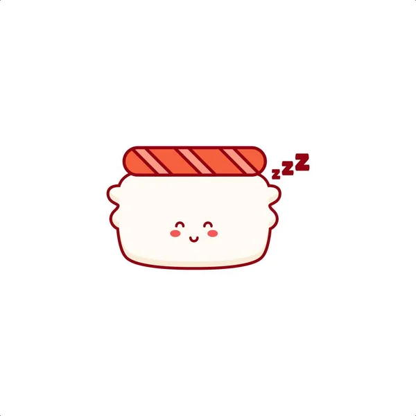 Bonito Simples Sushi Personagem Ilustração Sorriso Feliz Mascote Logotipo Crianças — Vetor de Stock