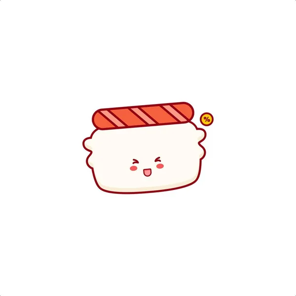 Mignon Sushi Simple Caractère Illustration Sourire Heureux Logo Mascotte Enfants — Image vectorielle