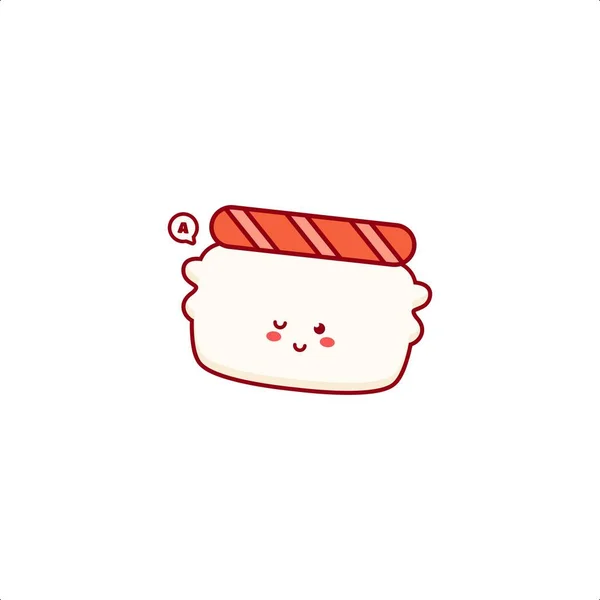 Lindo Simple Sushi Carácter Ilustración Sonrisa Feliz Mascota Logotipo Niños — Archivo Imágenes Vectoriales