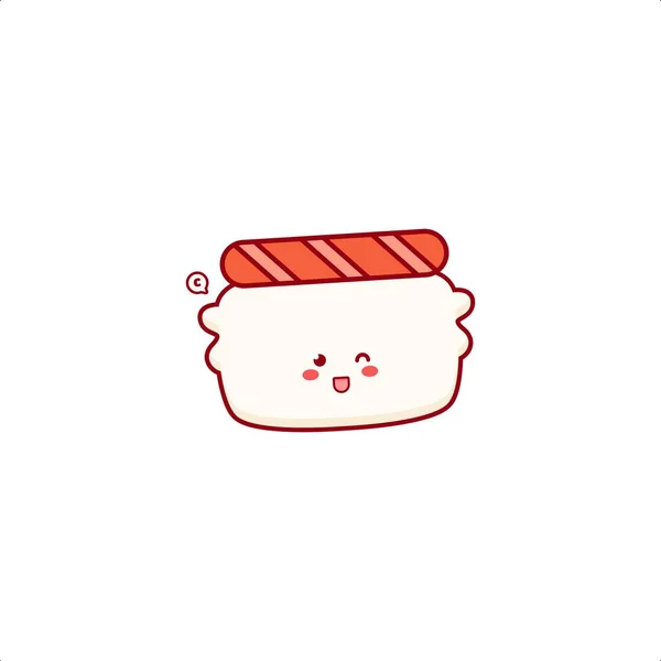 Leuke Eenvoudige Sushi Karakter Illustratie Glimlach Gelukkig Mascotte Logo Kinderen — Stockvector