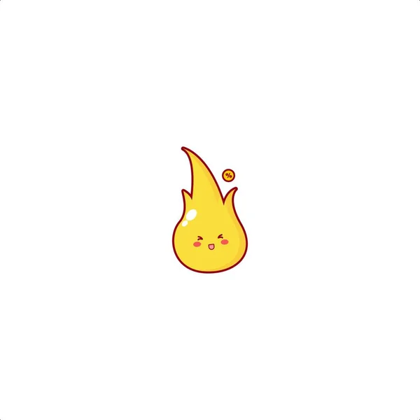 Lindo Simple Fuego Carácter Ilustración Sonrisa Feliz Mascota Logotipo Niños — Vector de stock