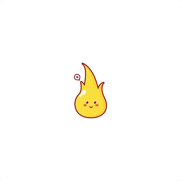 Bonito Simples Fogo Personagem Ilustração Sorriso Feliz Mascote Logotipo Crianças — Vetor de Stock