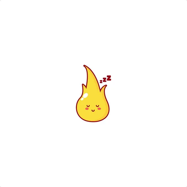 Cute Proste Ogień Postać Ilustracja Uśmiech Szczęśliwy Maskotka Logo Dzieci — Wektor stockowy