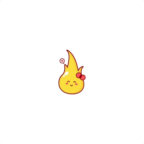 Leuke Eenvoudige Vuur Karakter Illustratie Glimlach Gelukkig Mascotte Logo Kinderen — Stockvector