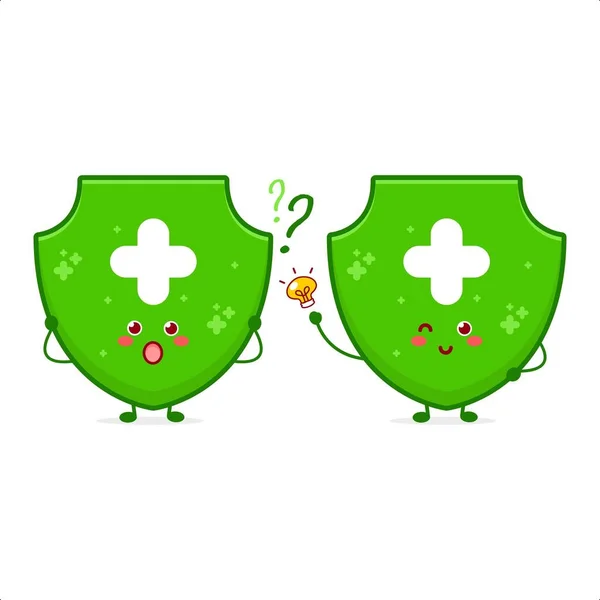 Schattig Fris Schild Karakter Illustratie Glimlach Gelukkig Mascotte Logo Kinderen — Stockvector