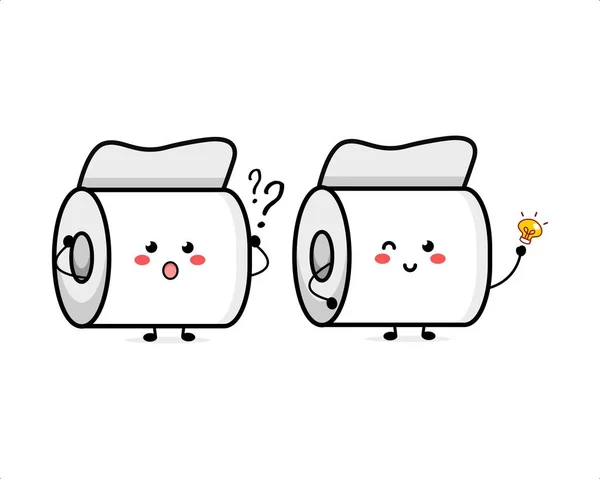 Милий Туалетний Папір Персонажа Ілюстрація Посмішка Щасливий Талісман Логотип Діти — стоковий вектор