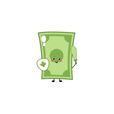 Sevimli komik para ifadesi karakteri. Vektör el çizilmiş çizgi film maskotu karakter çizim simgesi. Beyaz arka planda izole edilmiş. iş karakteri kavramı