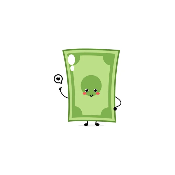 Lindo Personaje Expresión Dinero Divertido Vector Dibujado Mano Mascota Dibujos — Vector de stock