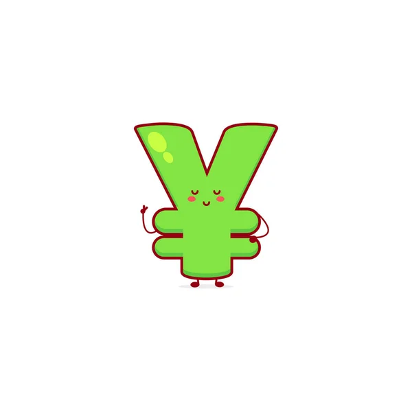 Χαριτωμένος Αστείος Χαρακτήρας Yen Νόμισμα Vector Χέρι Επέστησε Εικονίδιο Εικονογράφηση — Διανυσματικό Αρχείο