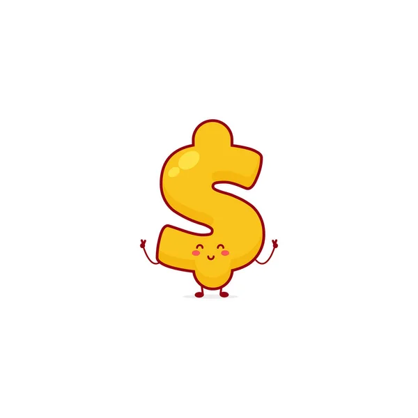 Conjunto Colección Personajes Dólar Lindo Con Varias Poses Divertidas Usando — Vector de stock