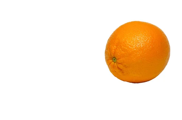 Rechts Eine Orange Auf Weißem Hintergrund Mit Schlagschatten — Stockfoto