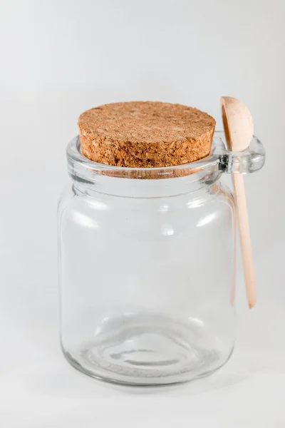 Empty Mason jar with Scooper — Stock Photo, Image