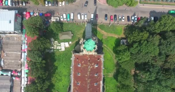 Chernivtsi, Ucrânia. Igreja do Coração de Jesus. Aviação . — Vídeo de Stock