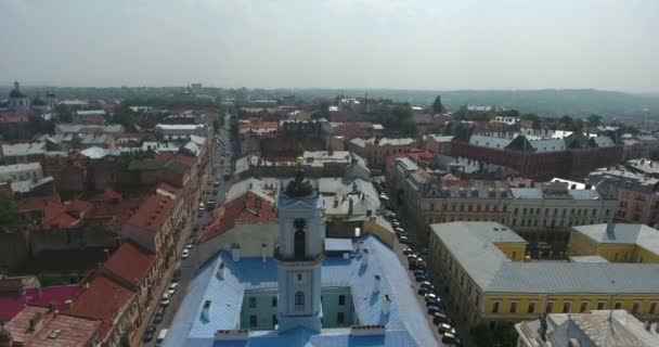 Czerniowce, Ukraina. Town hall. Antenowe. — Wideo stockowe