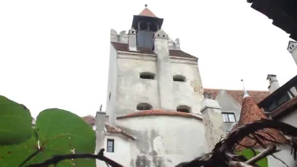 Roemenië. zemelen. Dracula kasteel. toren. — Stockvideo