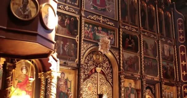 Cathedral. Chernivtsi, Ukraine. Iconostasis. — Stock Video